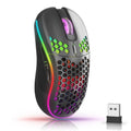 Ratón inalámbrico 2,4G con retroiluminación RGB, 6 botones, 3 velocidades, DPI tipo C, recargable, ergonómico, diseño de panal, ratón para juegos