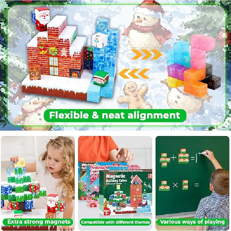 Build your Christmas world magnetic cube magnet stone building blocks kids gift puzzle boy toy magnetic Assemble the model
