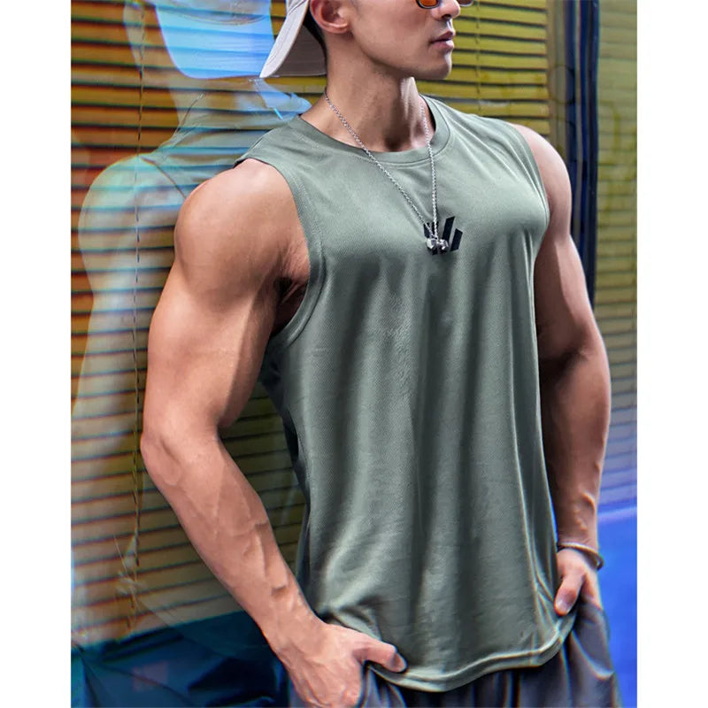 Chaleco de gimnasio de verano para hombre, camisa de malla de alta calidad, camisetas sin mangas, camisetas sin mangas para correr, chaleco deportivo para Fitness, ropa para hombre 2025