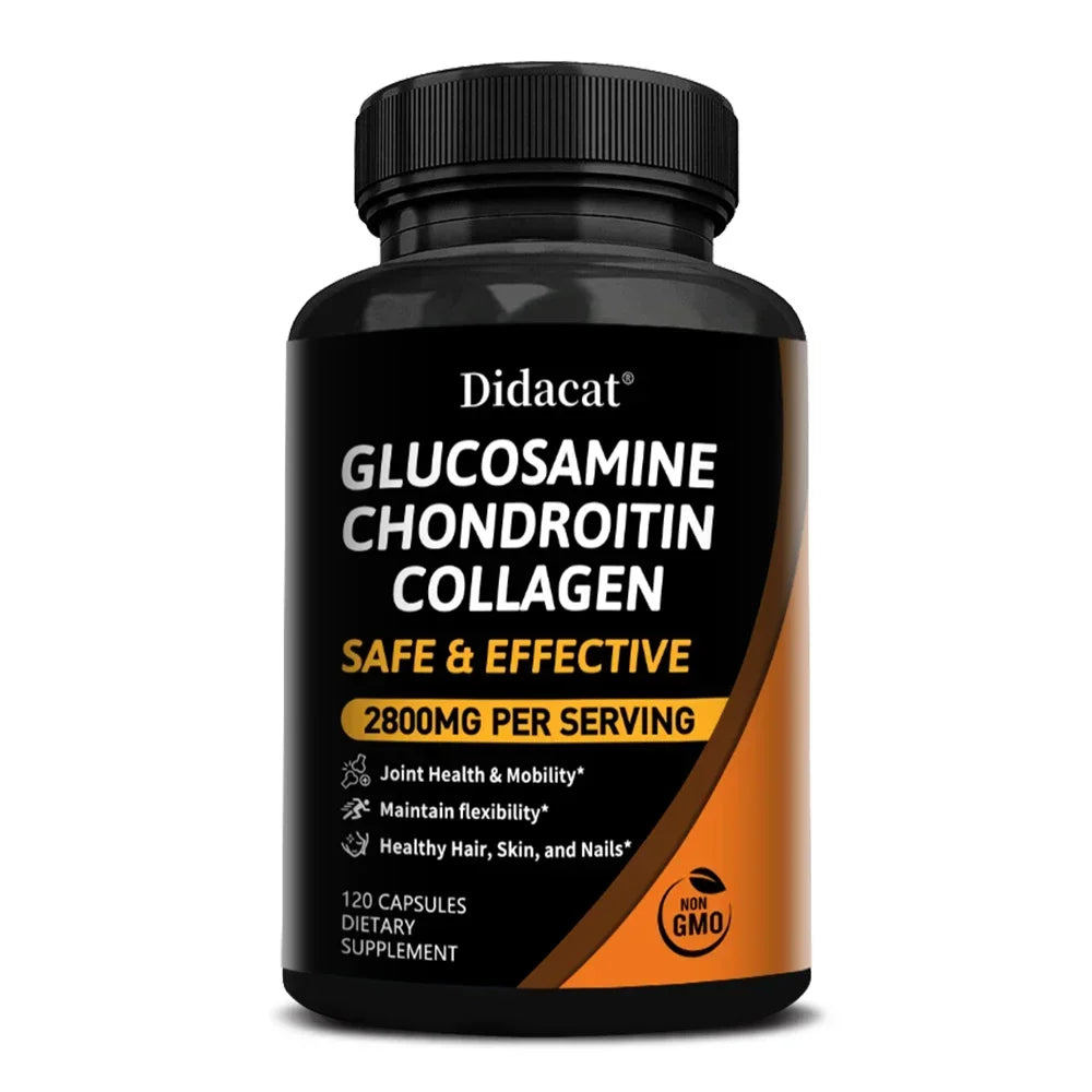 Complejo de Glucosamina y Condroitina con MSM, Suplemento Dietético para el Apoyo de las Articulaciones, Movimiento Cómodo y Formación de Colágeno