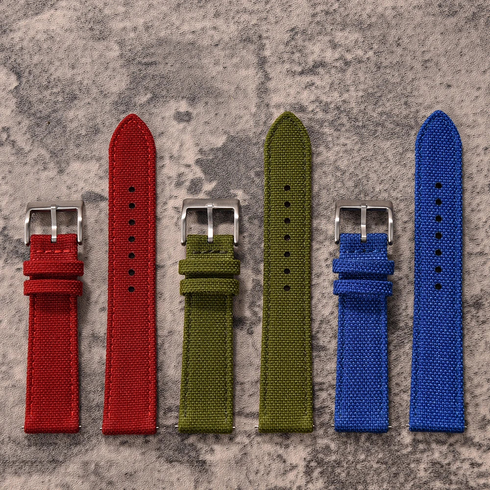 Correa de reloj de nailon de 18mm, 20mm y 22mm, correas de reloj de cuero y tela de vela de dos caras, pulseras de liberación rápida, cinturón deportivo para hombres y mujeres