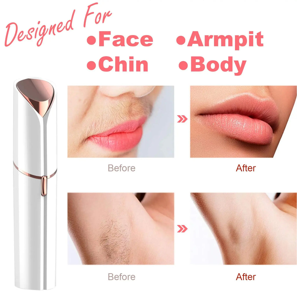 Depiladora facial para mujeres - como se ve en la televisión Afeitadora facial indolora - Dispositivo eléctrico de depilación para rostro, labios, melocotón, pelusa