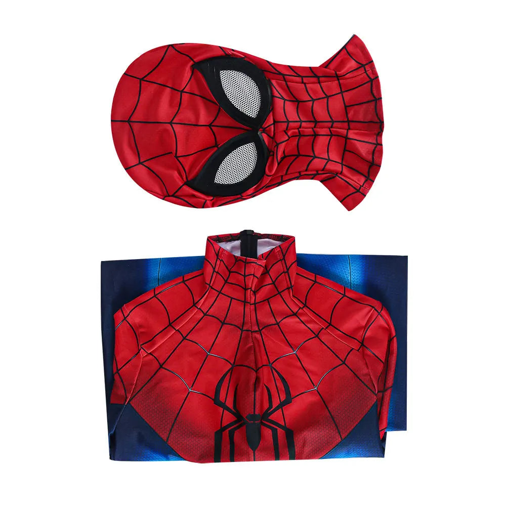 Red & Blue Spider-Web Cosplay Bodysuit for Adults