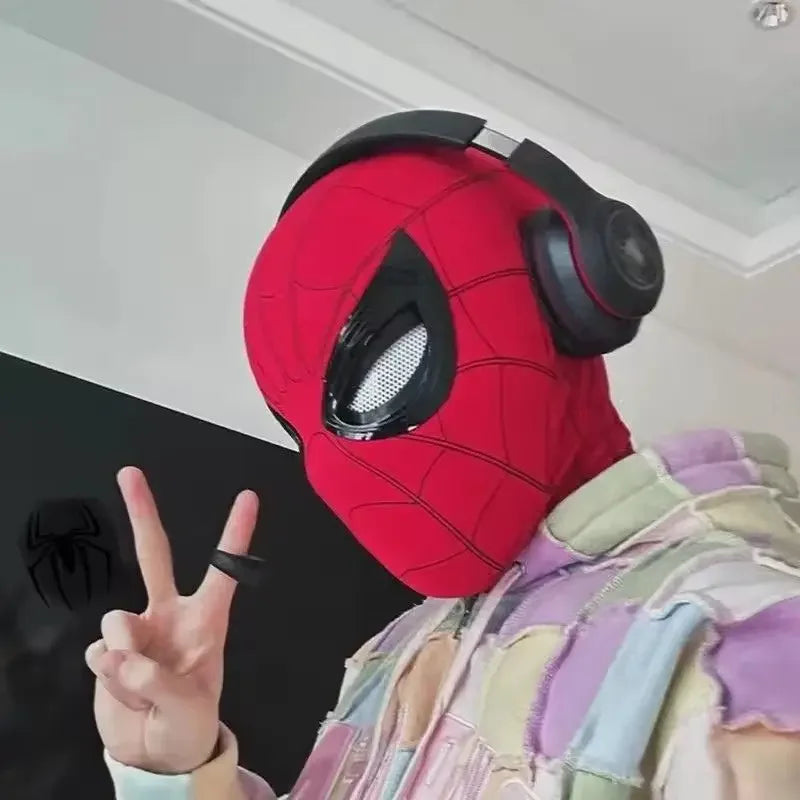 Spider-Man Cosplay Mask with Chin-Activated Blinking Eyes