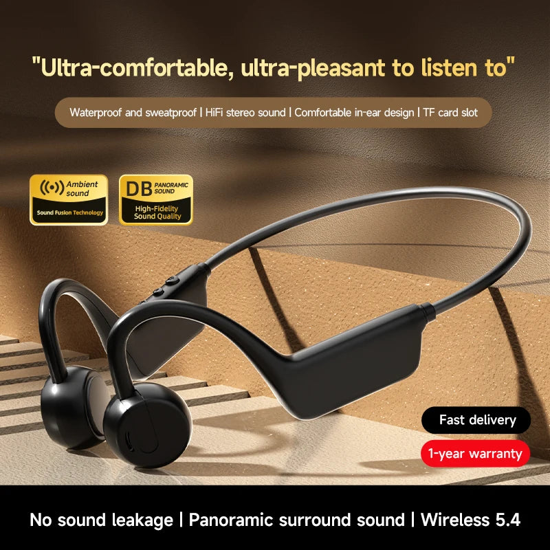 Auriculares OnePlus de Conducción Ósea, Auriculares Deportivos con Bluetooth 5.4, Resistentes al Agua IPX8, Manos Libres con Micrófono para Hacer Ejercicio