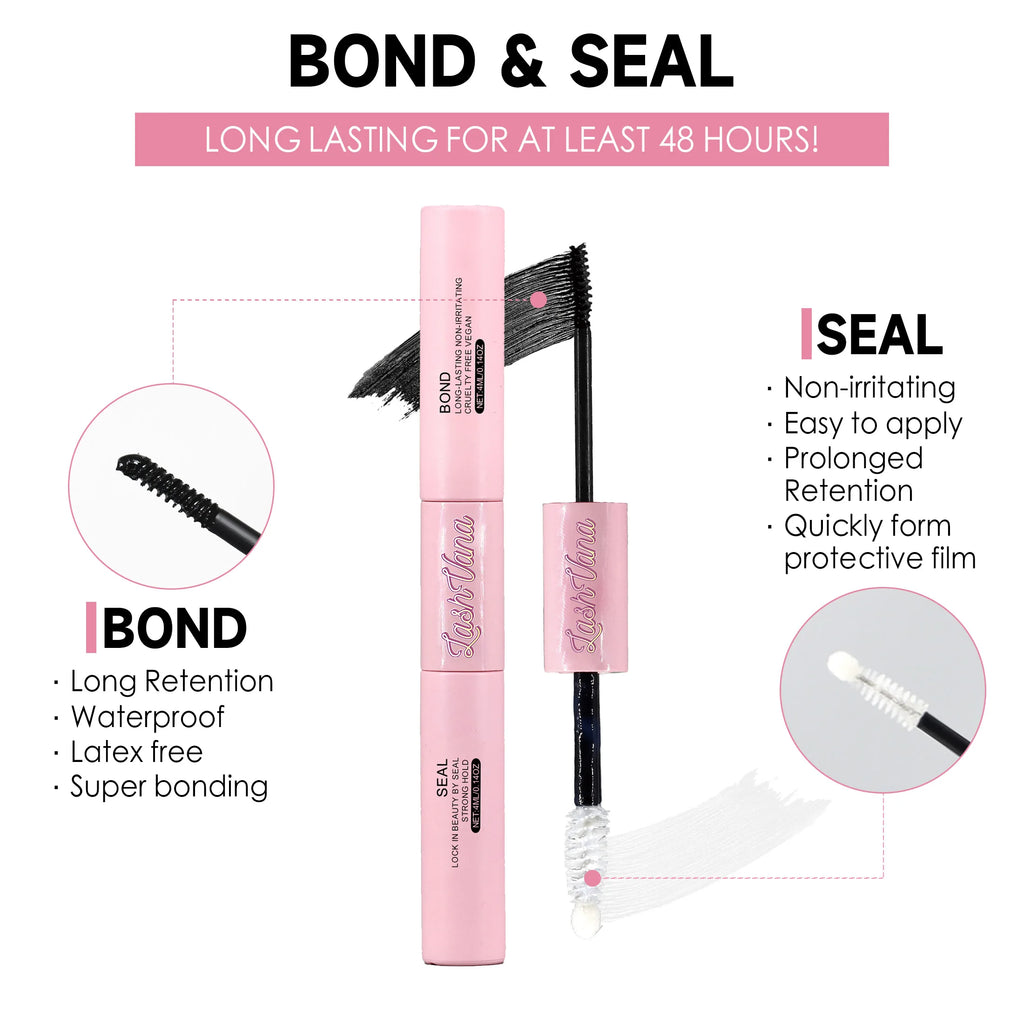 Pegamento y sello para pestañas individuales, 8ml, pegamento y sello, sujeción súper fuerte para extensión de pestañas y removedor de pegamento para pestañas, Kit de pinzas de 5ml