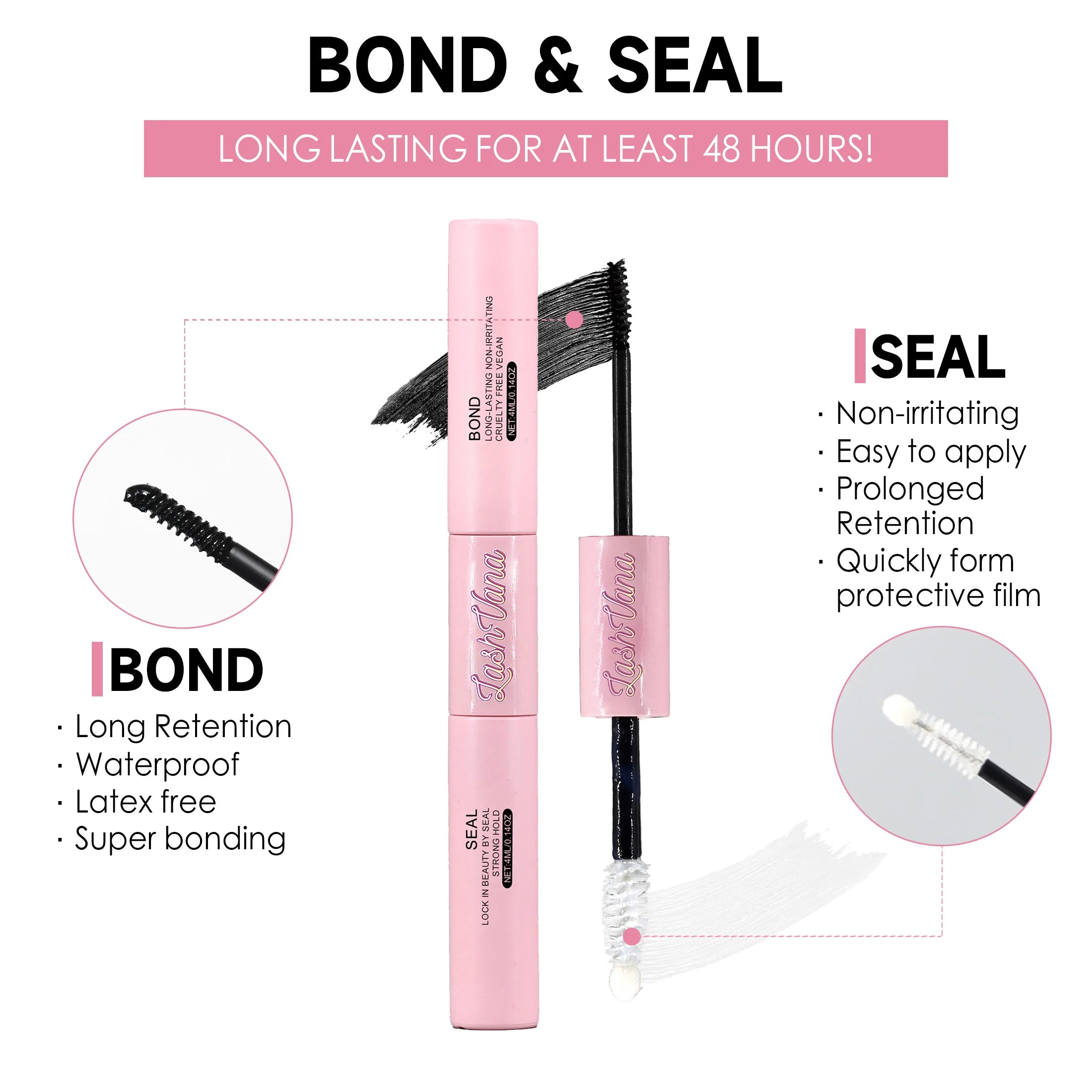 Pegamento y sello para pestañas individuales, 8ml, pegamento y sello, sujeción súper fuerte para extensión de pestañas y removedor de pegamento para pestañas, Kit de pinzas de 5ml
