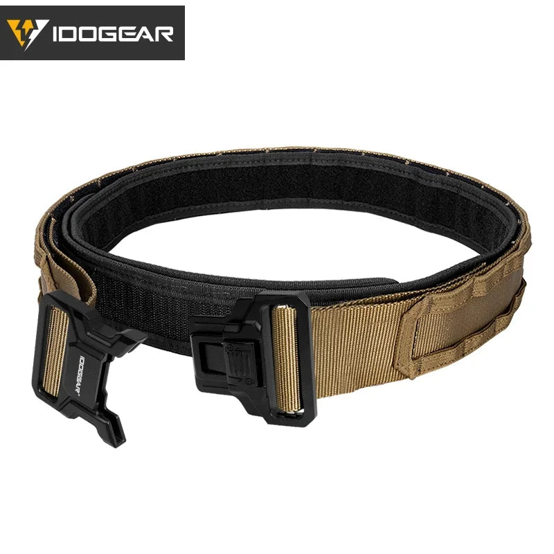 IDOGEAR-Cinturón táctico MOLLE de 2 ", cinturón MOLLE de liberación rápida con interior exterior ajustable para hombres, deportes al aire libre Airsoft 3444