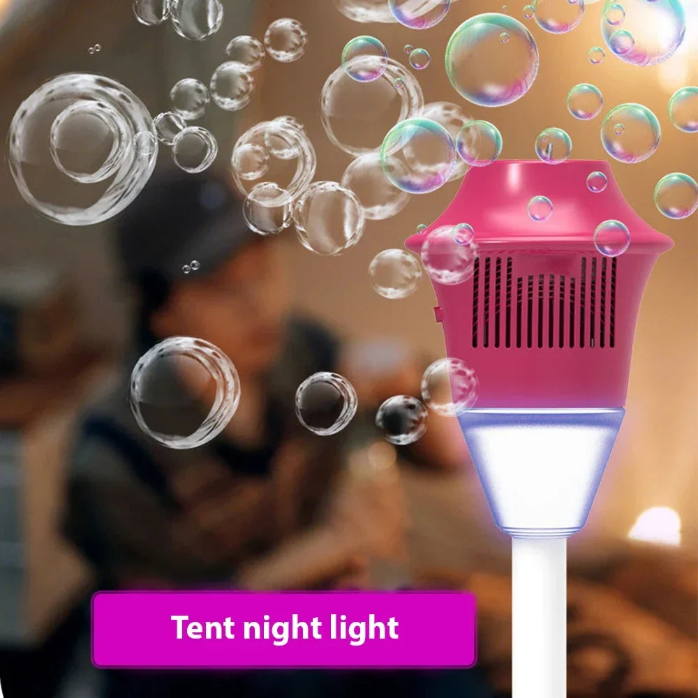Máquina de burbujas con soporte con luces y música para soplador de burbujas de jabón al aire libre, adecuado para deportes acuáticos, decoración para fiesta de boda, burbujas