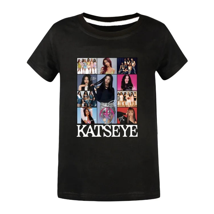 Camiseta KATSEYE Kpop para niños, ropa de verano 2026, camisetas de manga corta para niñas, ropa de calle a la moda para niños
