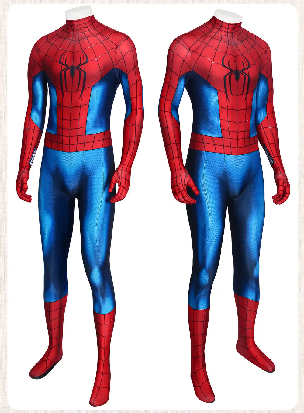 Red & Blue Spider-Web Cosplay Bodysuit for Adults