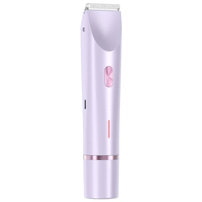 Maquinilla de afeitar eléctrica de doble cabezal para mujer, afeitadora indolora recargable en seco y húmedo, utensilio para eliminar el vello para zonas privadas corporales