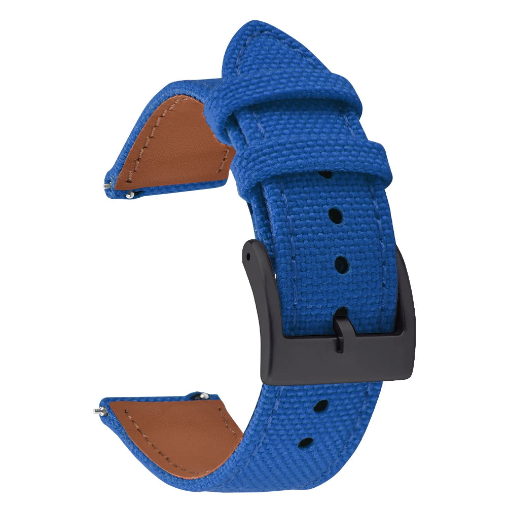 Correa de reloj de nailon de 18mm, 20mm y 22mm, correas de reloj de cuero y tela de vela de dos caras, pulseras de liberación rápida, cinturón deportivo para hombres y mujeres