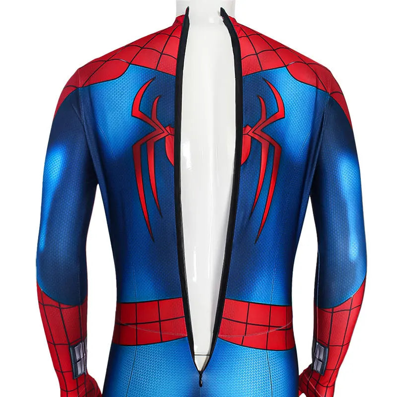 Red & Blue Spider-Web Cosplay Bodysuit for Adults