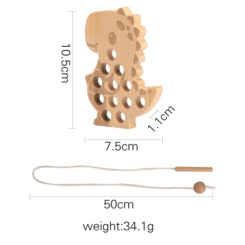 Juguetes de madera Montessori para bebé, tablero de enhebrado de erizo Animal, juguete educativo de madera de haya para niños, bloques de cuentas con botones, juguetes rompecabezas