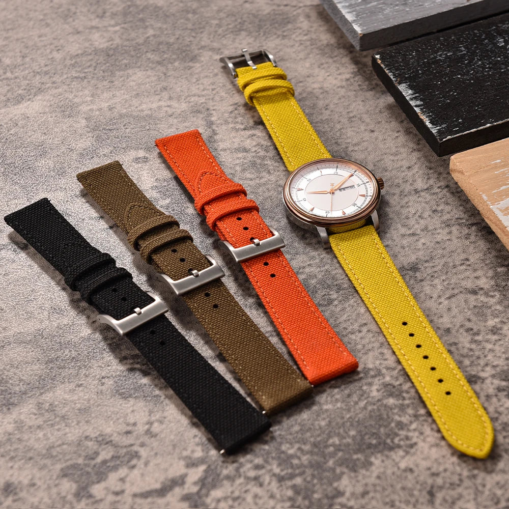 Correa de reloj de nailon de 18mm, 20mm y 22mm, correas de reloj de cuero y tela de vela de dos caras, pulseras de liberación rápida, cinturón deportivo para hombres y mujeres