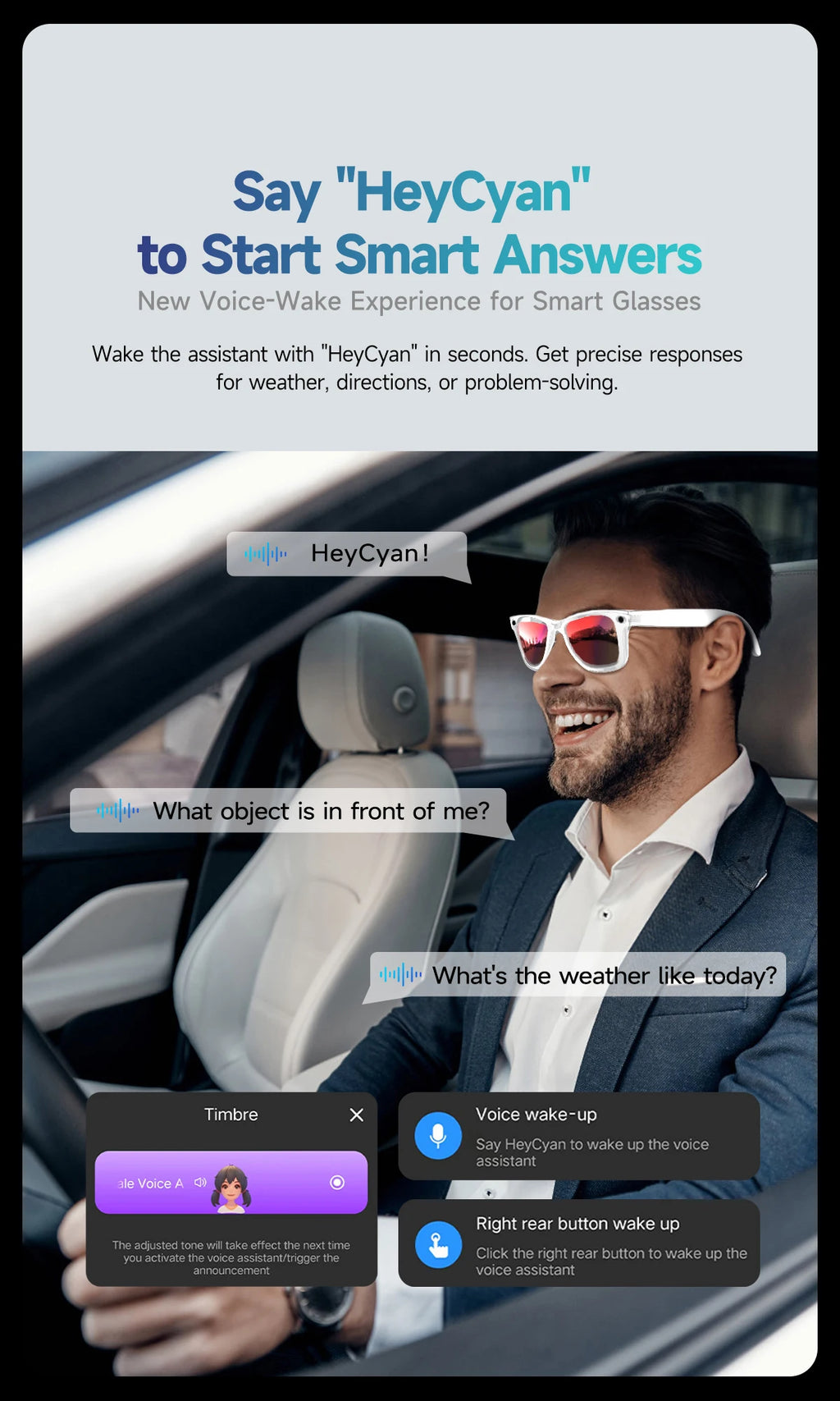 Gafas inteligentes HD grabación de vídeos reconocimiento de fotos AI traducción de respuesta 290mAh batería grande IP67 gafas Bluetooth impermeables