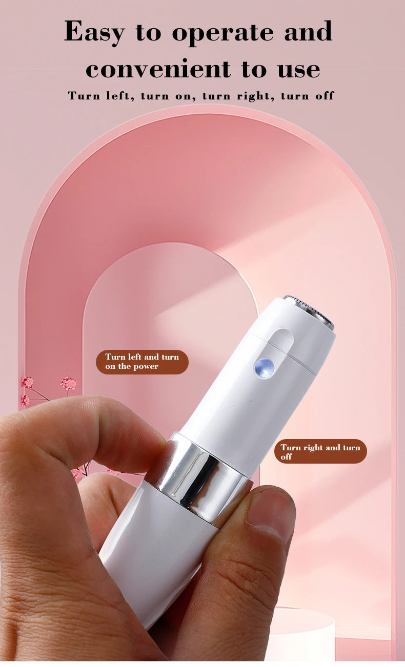 Dispositivo de depilación eléctrico para mujer, recortador de Bikini Facial giratorio, Mini afeitadora para cejas, piernas, axilas, labio superior