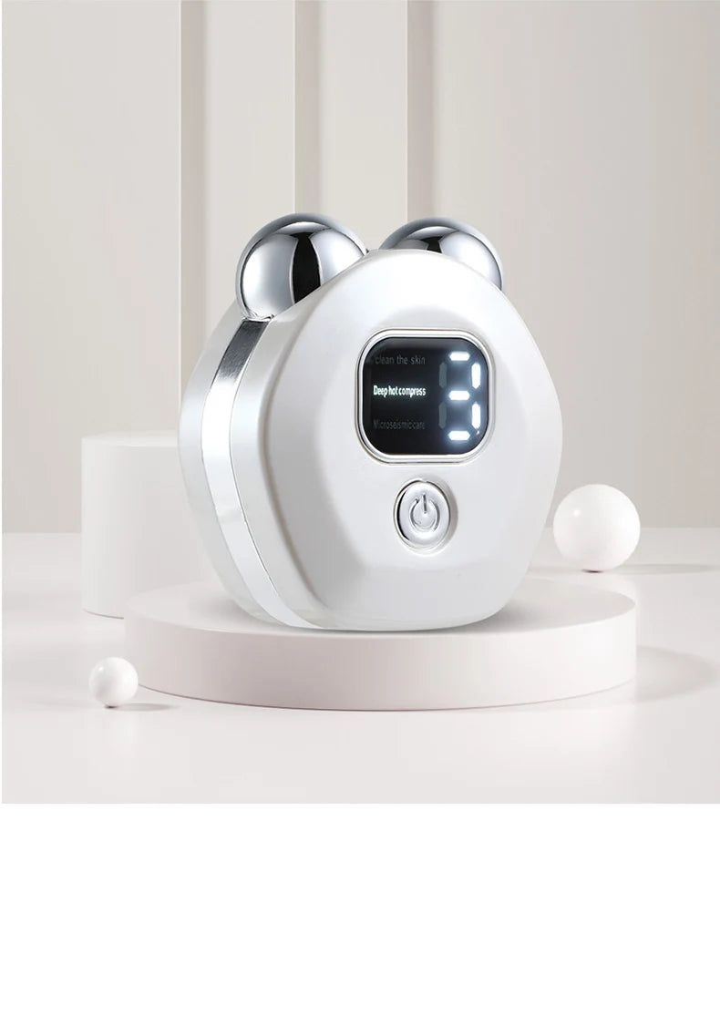 Masajeador de rodillo de microcorriente portátil, vibración eléctrica, levantamiento de cara y cuello, instrumento de belleza antiarrugas para estiramiento de la piel