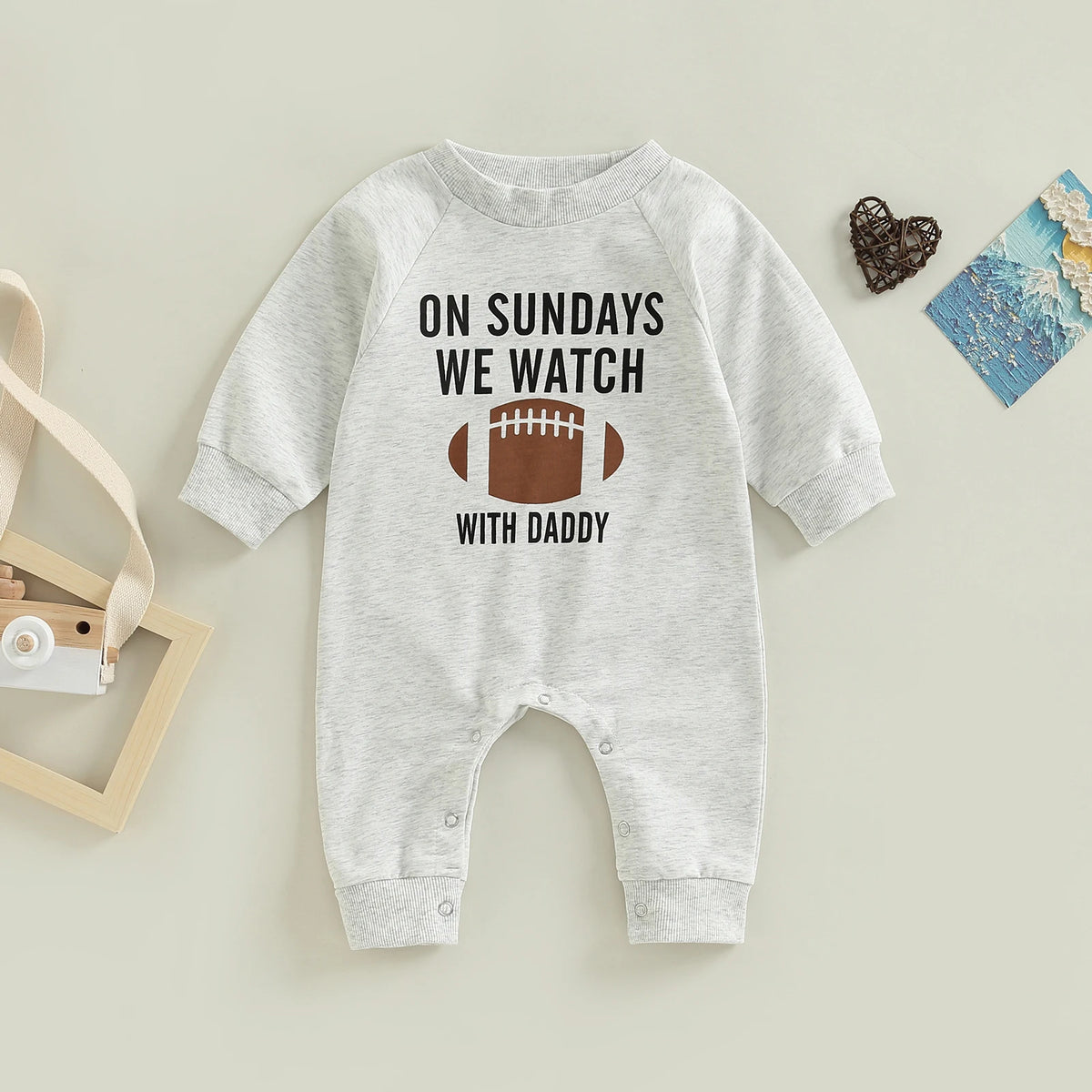 Baby Long-Sleeve Rugby Letter-Print Romper