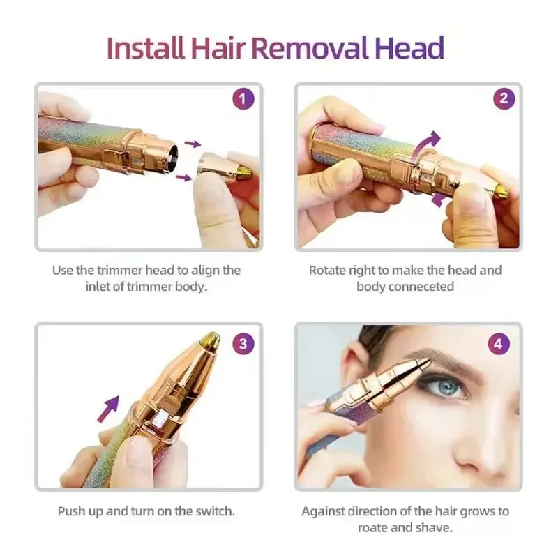 Depiladora eléctrica portátil 2 en 1, recortadora de cejas, depiladora de labios Facial corporal para mujer, Mini afeitadora indolora recargable