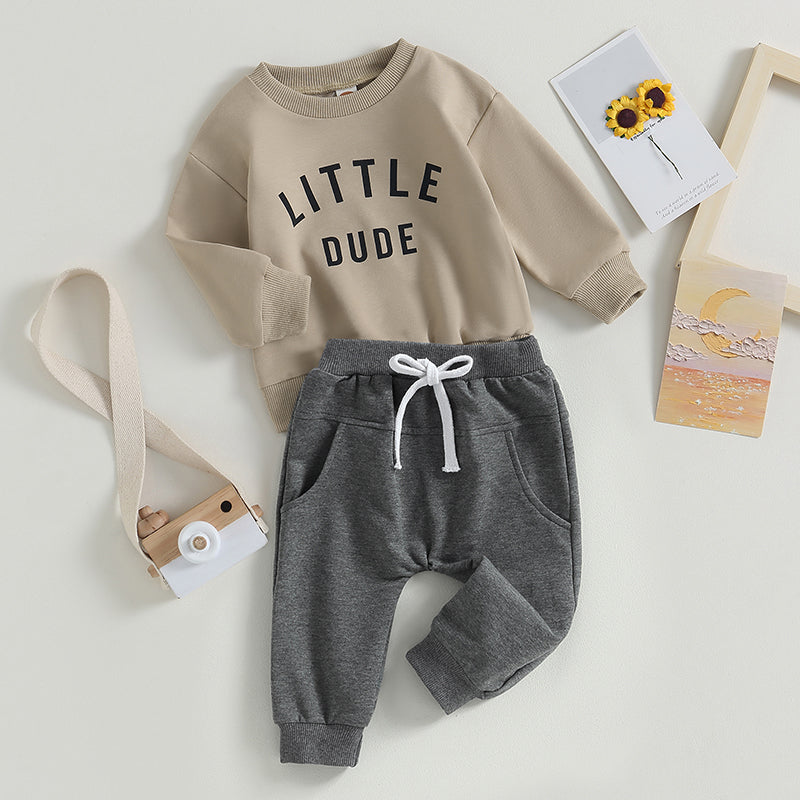 Toddler Letter-Print Long-Sleeve Top & Pants Set