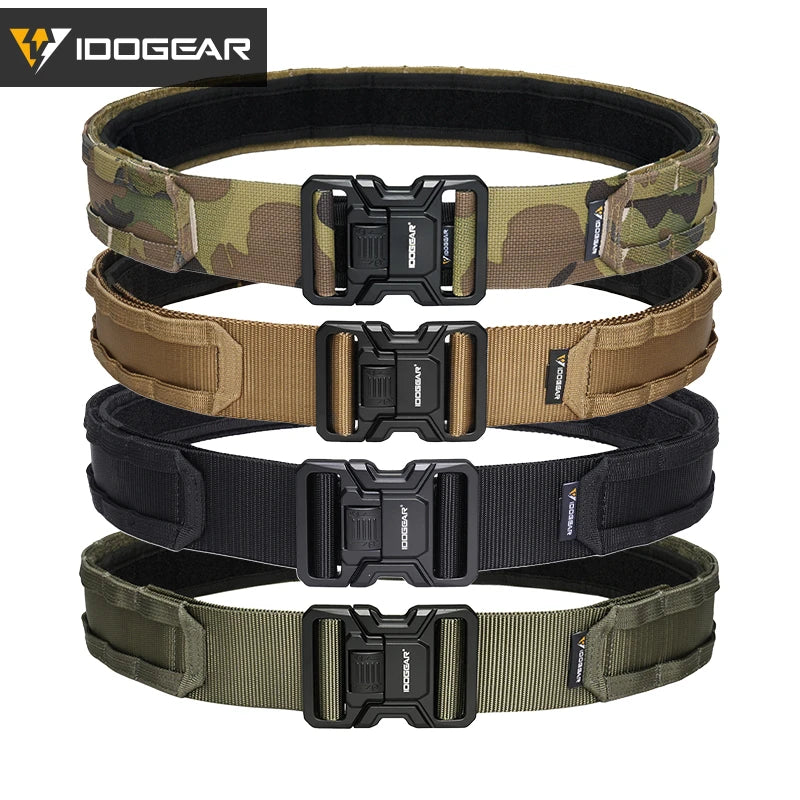 IDOGEAR-Cinturón táctico MOLLE de 2 ", cinturón MOLLE de liberación rápida con interior exterior ajustable para hombres, deportes al aire libre Airsoft 3444