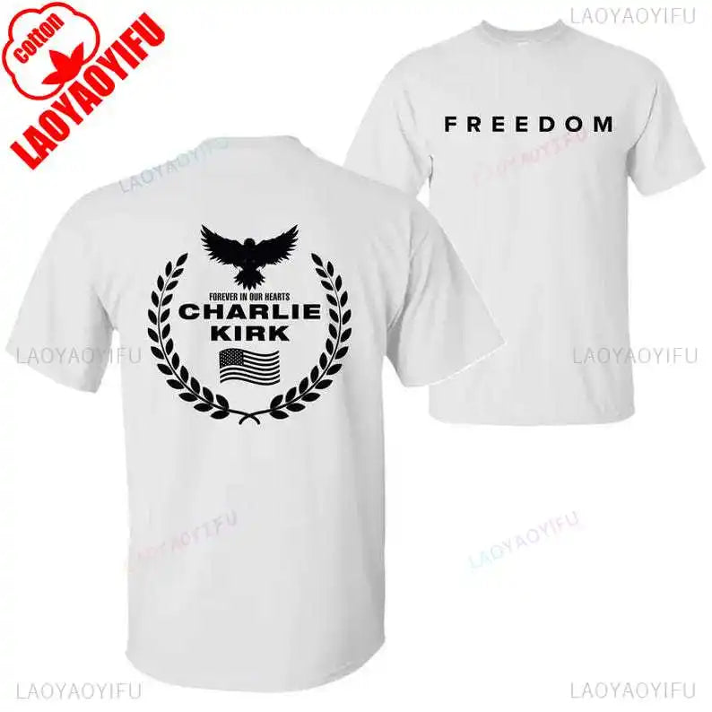 Camisa de libertad de Charlie Kirk, camiseta de héroe americano conmemorativa del homenaje, camiseta de activismo patriótico, camisetas gráficas Harajuku, ropa de calle