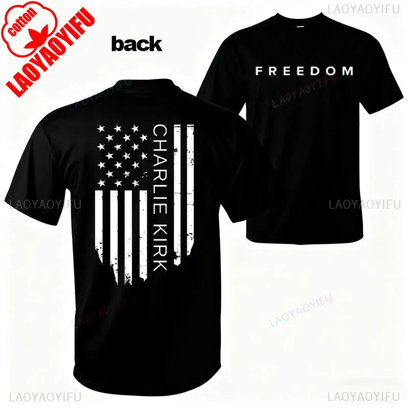 Camisa de libertad de Charlie Kirk, camiseta de héroe americano conmemorativa del homenaje, camiseta de activismo patriótico, camisetas gráficas Harajuku, ropa de calle