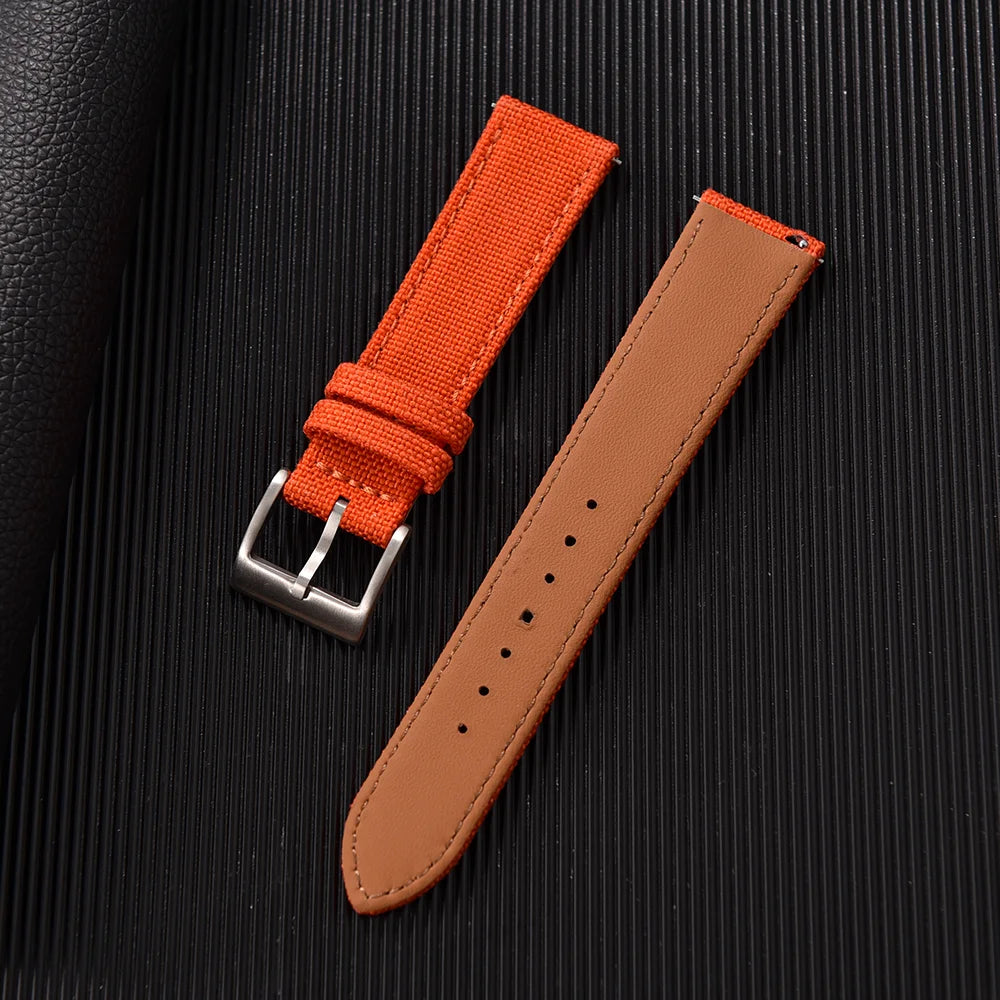 Correa de reloj de nailon de 18mm, 20mm y 22mm, correas de reloj de cuero y tela de vela de dos caras, pulseras de liberación rápida, cinturón deportivo para hombres y mujeres