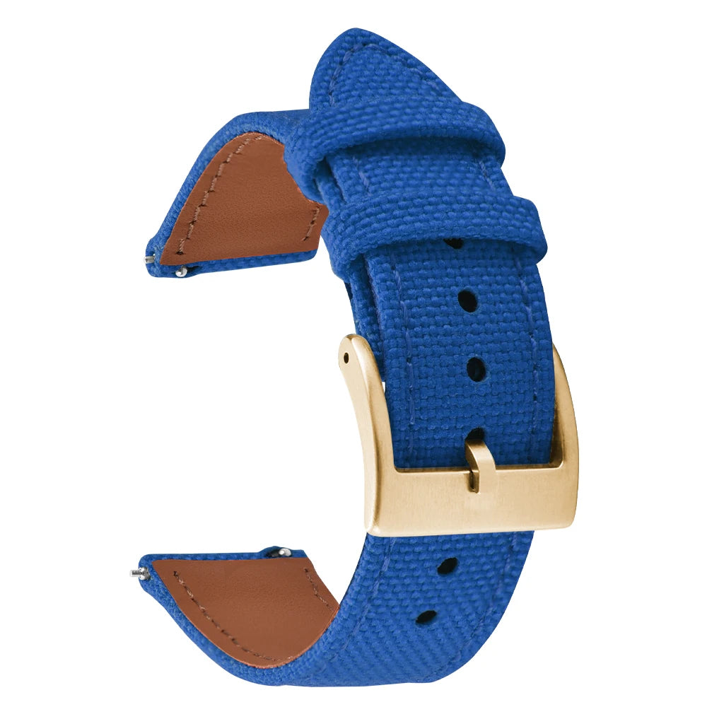 Correa de reloj de nailon de 18mm, 20mm y 22mm, correas de reloj de cuero y tela de vela de dos caras, pulseras de liberación rápida, cinturón deportivo para hombres y mujeres