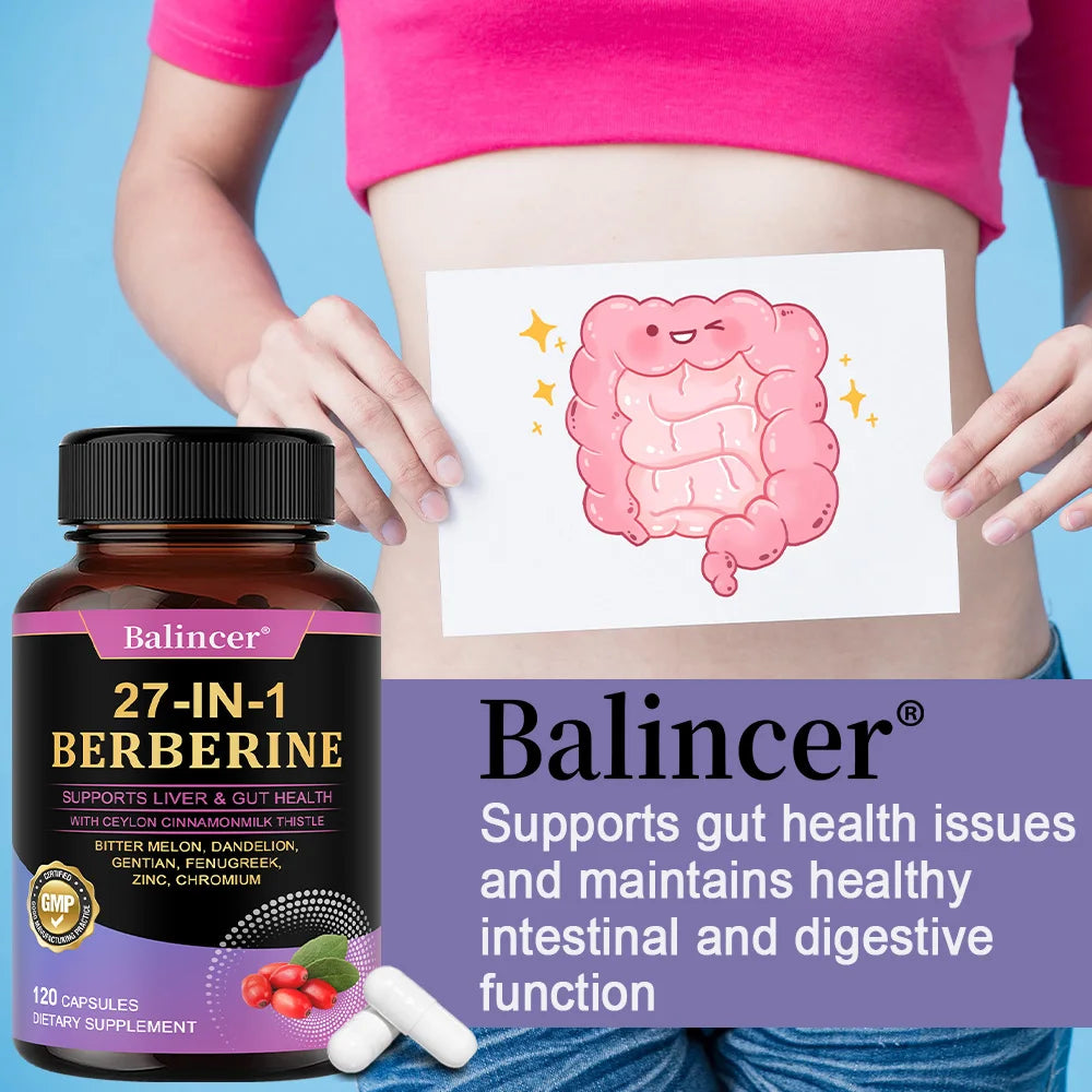 Cápsulas de bereberina - con canela de Ceilán - Equilibrio del azúcar en sangre, Salud cardiovascular, Ayuda a la digestión, Promueve el metabolismo