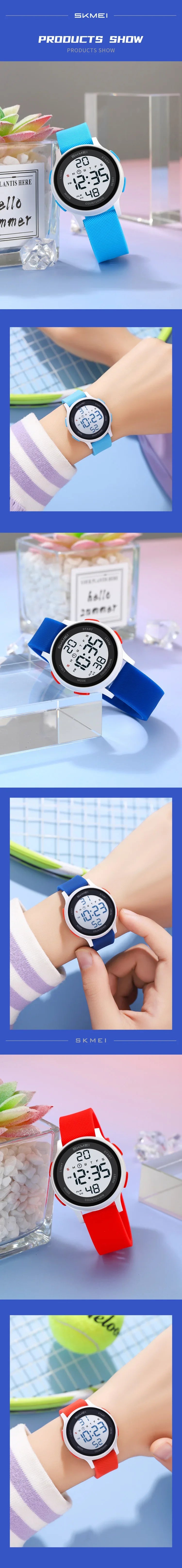 SKMEI 2427 relojes de pulsera digitales coloridos para niños, reloj electrónico deportivo resistente al agua para niños y niñas, reloj infantil a prueba de golpes