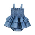 Baby Girl Sleeveless Pleated Ruffle-Hem Romper