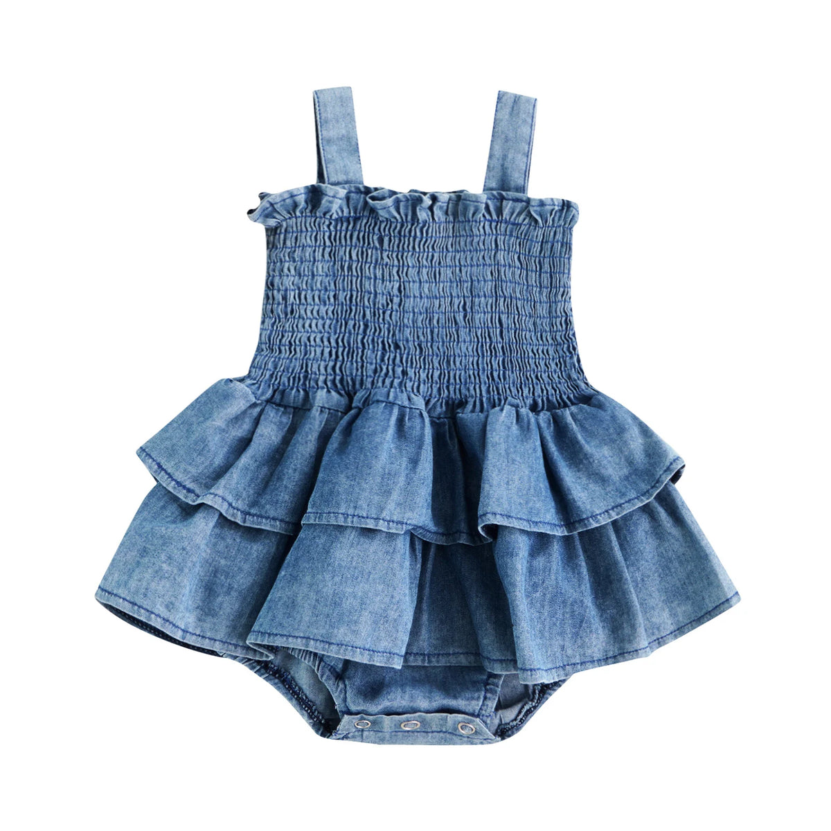 Baby Girl Sleeveless Pleated Ruffle-Hem Romper