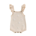 Baby Girl Floral-Embroidered Sleeveless Ruffle Romper