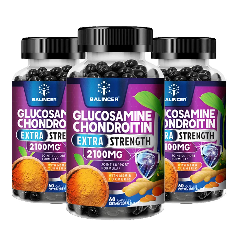 Glucosamina, Condroitina, Cúrcuma y MSM - Suplemento para la Salud de las Articulaciones, Antioxidante, Ayuda a Aliviar el Dolor de Espalda, Rodillas y Manos