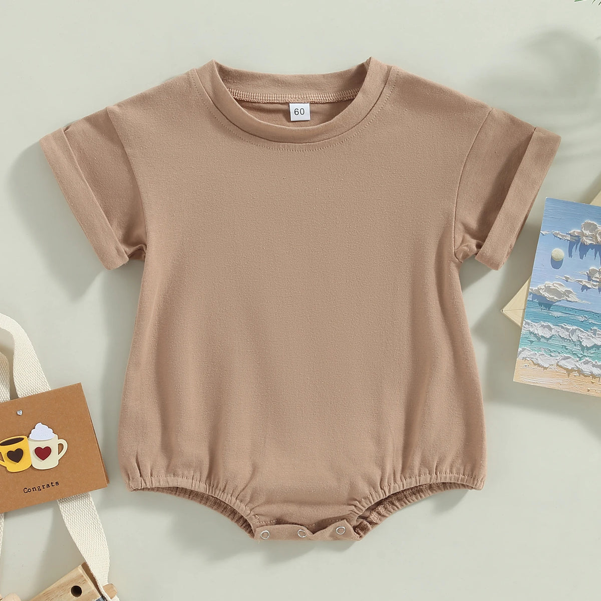 Baby Solid-Color Short-Sleeve Romper