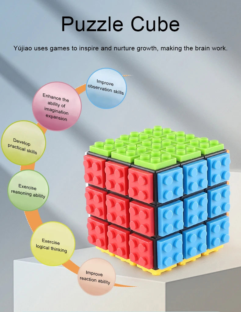 Building Block Cube Puzzle DIY Children's Educational  Early Learning 3D Cube Puzzle Stress Relief Building Toy