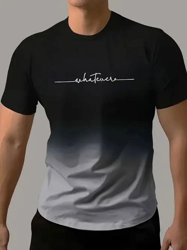 Camiseta de Hombre con Estampado Simple, Moda Masculina, Talla Grande, Transpirable, para Verano, Cuello Redondo, Manga Corta