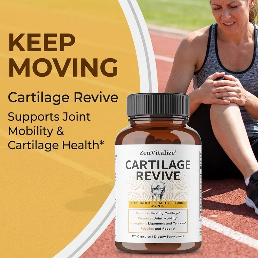 Cápsulas de Suplemento Cartilage Revive con Glucosamina, MSM, Vitamina D3, C - Apoyo para las Articulaciones, Antioxidante, Mejora la Flexibilidad