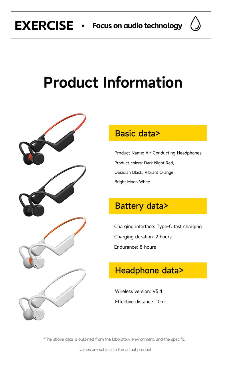 Auriculares OnePlus de Conducción Ósea, Auriculares Deportivos con Bluetooth 5.4, Resistentes al Agua IPX8, Manos Libres con Micrófono para Hacer Ejercicio