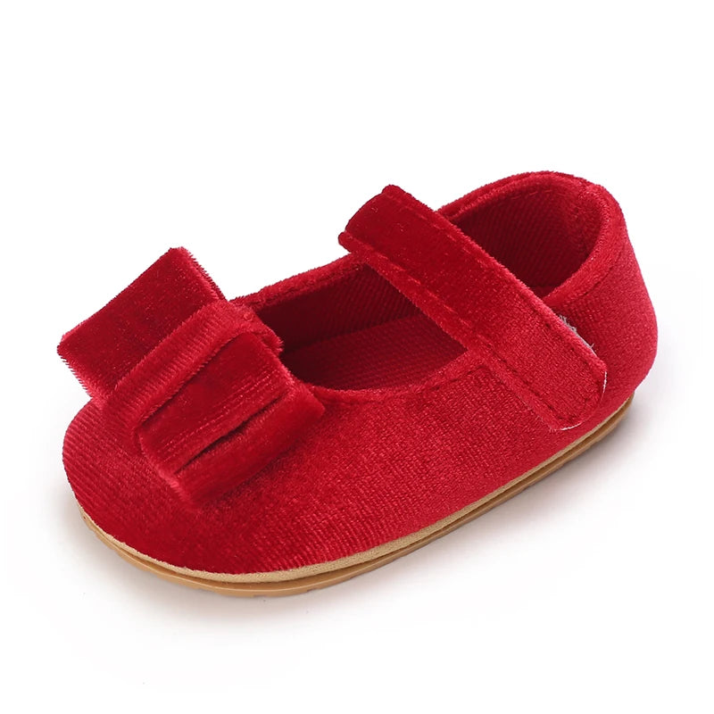 Spring and Autumn New Velvet Baby Shoes Sneakers Non slip Shoes Red Christmas Velvet Children's Shoes