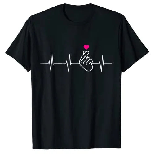 Camisa K-Pop, camiseta de regalo de música Pop coreana con corazón de mano y latido del corazón, camiseta gráfica KPop para fanáticos de la moda, camisetas de manga corta