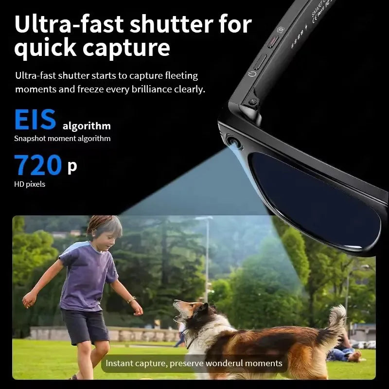 Gafas inteligentes HD grabación de vídeos reconocimiento de fotos AI traducción de respuesta 290mAh batería grande IP67 gafas Bluetooth impermeables