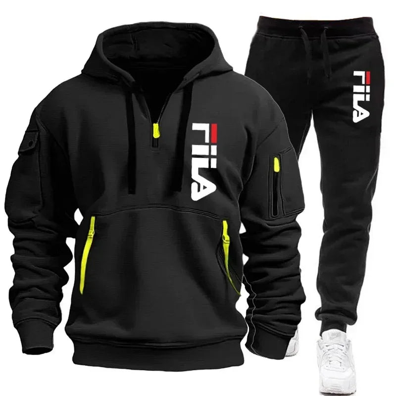 Conjunto de sudadera con capucha para hombre, conjunto de dos piezas de top cómodo y a la moda y pantalones deportivos casuales.