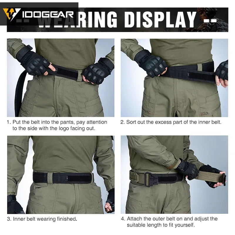 IDOGEAR-Cinturón táctico MOLLE de 2 ", cinturón MOLLE de liberación rápida con interior exterior ajustable para hombres, deportes al aire libre Airsoft 3444