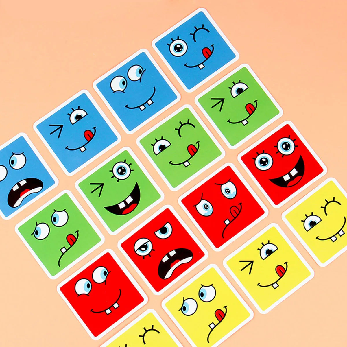 Cube Face Change Building Blocks Board Game Wood Puzzle Expression Wooden Blocks Toys for Gift