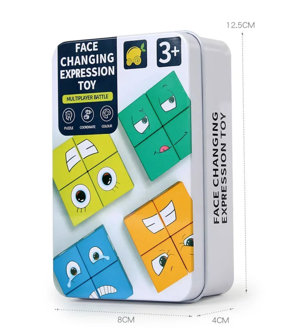 Cube Face Changing Wood Puzzle Building Blocks Board Game Montessori Expression Wooden Blocks Blocos For Children Kids Toys Gift