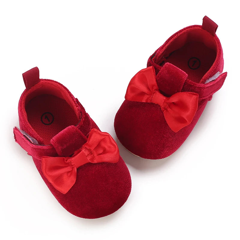 Spring and Autumn New Velvet Baby Shoes Sneakers Non slip Shoes Red Christmas Velvet Children's Shoes